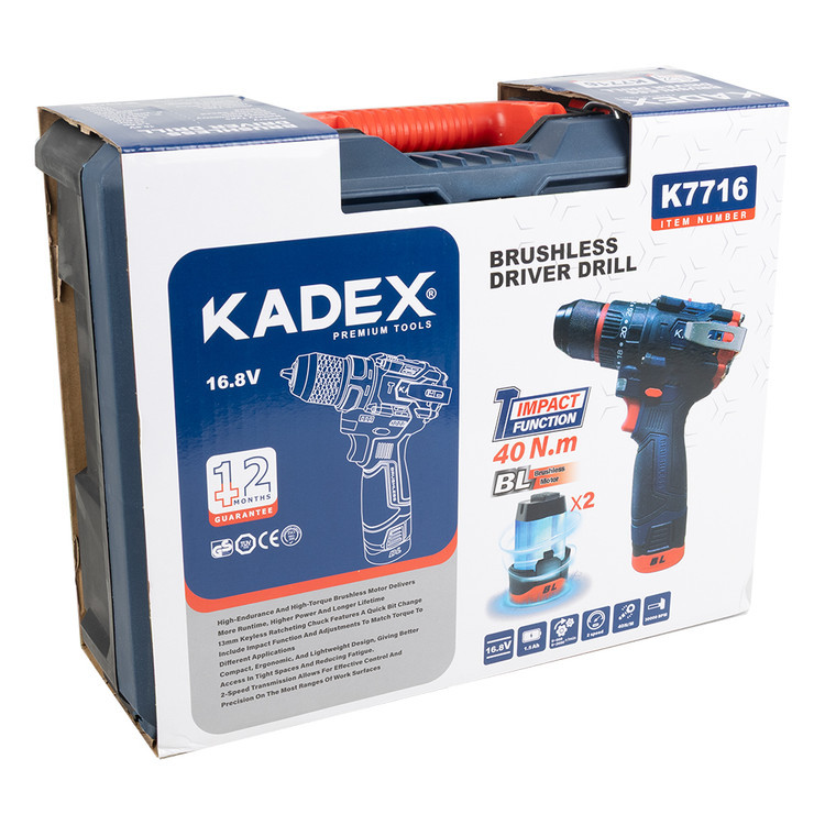 دریل پیچ گوشتی شارژی چکشی 16ولت براشلس کادکس مدل K7716