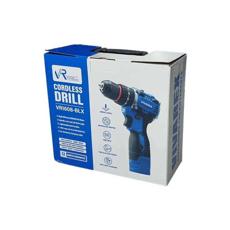 دریل شارژی چکشی براشلس 16 ولت ویوارکس مدل VR1608-BLX